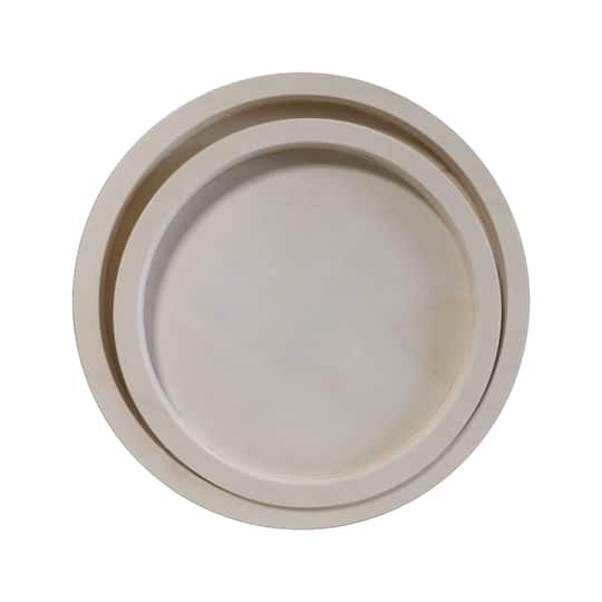 12 Pack: Round Framed Wood Tray Set by Make Market®